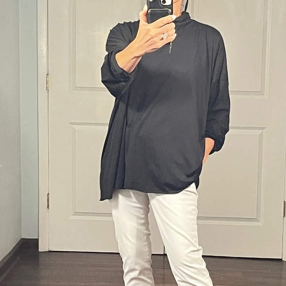 Eskandar black 100% prima cotton turtleneck top - Picture 1 of 11